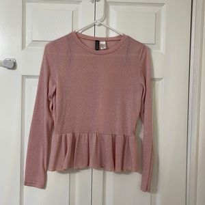 H&M shimmery pink peplum top